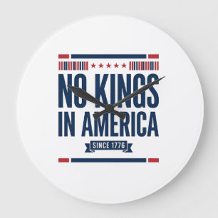 No Kings in America Patriotic Vintage Vector Desig Large Clock