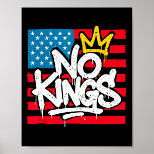 No Kings In America Resist Trump Protest Patriotic Poster