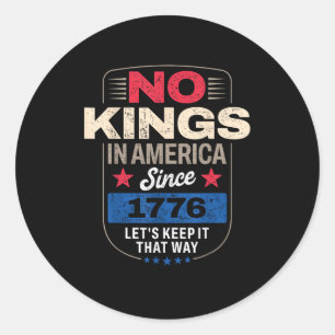 No Kings In America Retro Classic Classic Round Sticker