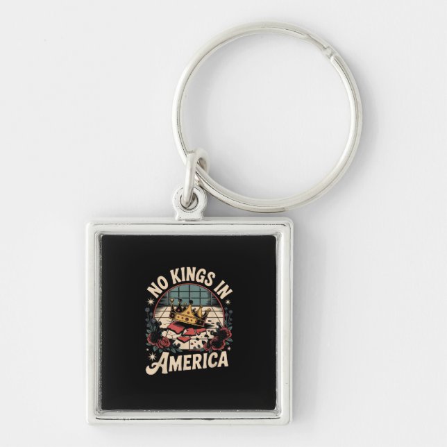 No Kings In America Retro Classic Keychain (Front)
