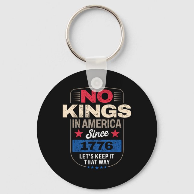 No Kings In America Retro Classic Keychain (Front)