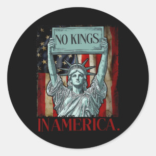 No Kings In America Retro Of Liberty  Classic Round Sticker