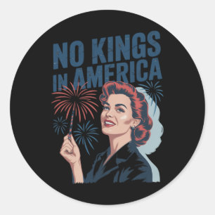 No Kings In America Retro Usa  Classic Round Sticker