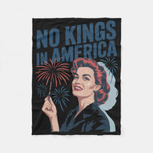 No Kings In America Retro Usa Fleece Blanket