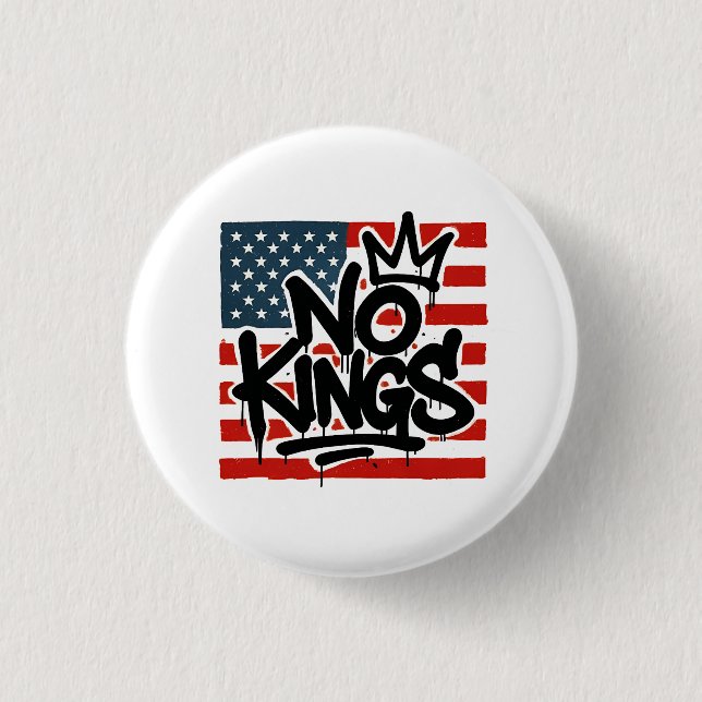 No Kings In America Save Democracy I Dissent Anti  1 Inch Round Button (Front)