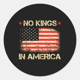 No Kings In America Shirt Usa Flag Democracy  Classic Round Sticker