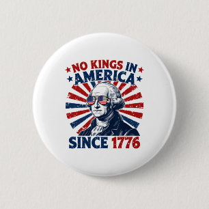 No Kings In America Since 1776 Distressed Flag Usa 2 Inch Round Button
