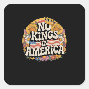 No Kings In America Since 1776 Distressed USA Flag Square Sticker