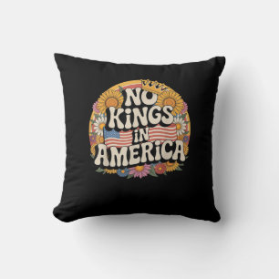 No Kings In America Since 1776 Distressed USA Flag Throw Pillow