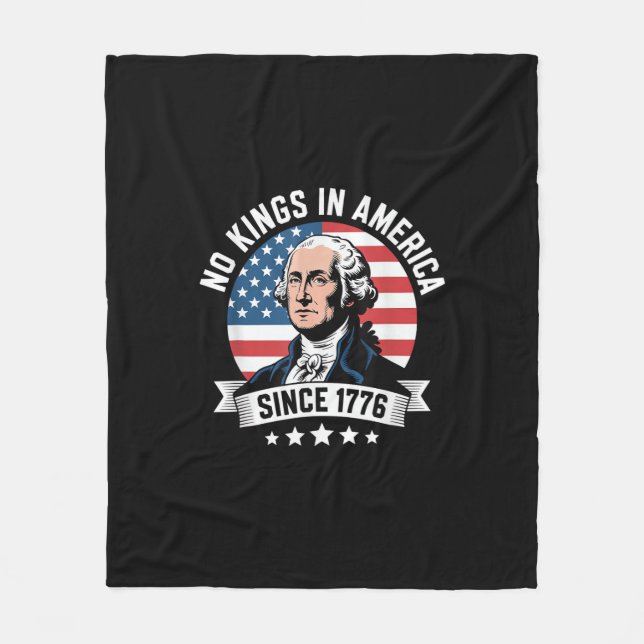 No Kings In America Since 1776 Funny Crown Fleece Blanket (Front)