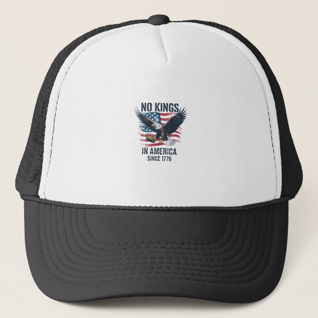 No Kings In America Since 1776 Minimal Clean Trucker Hat (Front)