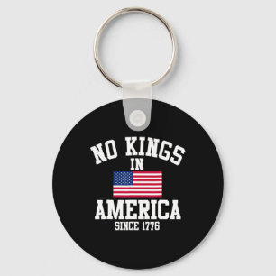 No Kings In America Since 1776 Retro American Flag Keychain