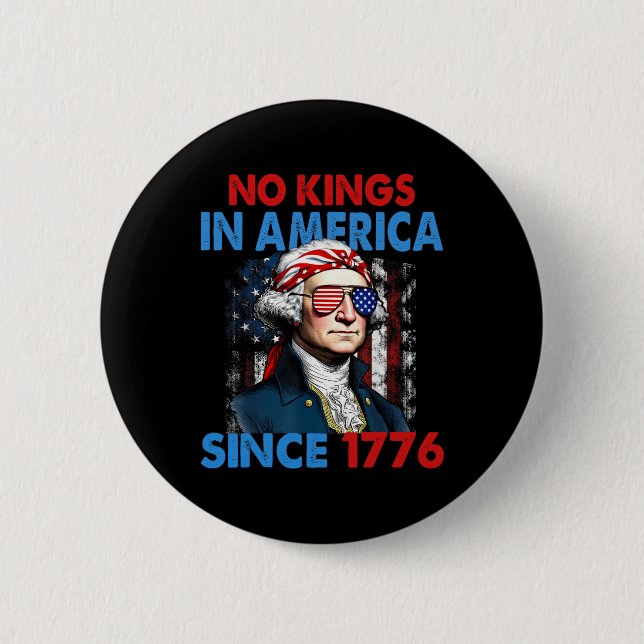 No Kings In America Since 1776 Usa Flag Save Democ 2 Inch Round Button (Front)