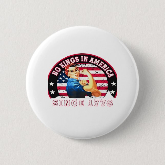 No Kings In America Since 1776 USA Flag Save  Esse 2 Inch Round Button (Front)