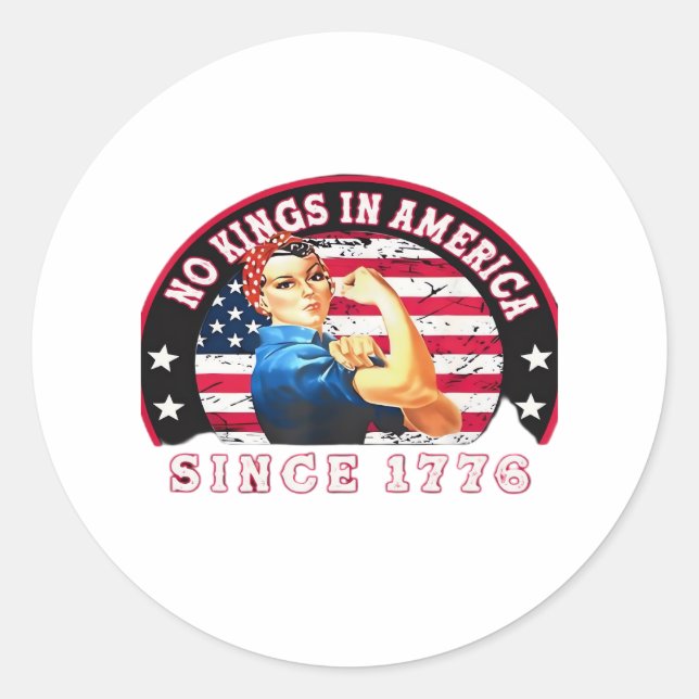 No Kings In America Since 1776 USA Flag Save  Esse Classic Round Sticker (Front)