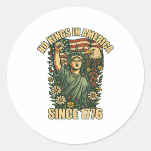 No Kings In America Statue Of Justice For Immigran Classic Round Sticker