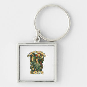 No Kings In America Statue Of Justice For Immigran Keychain