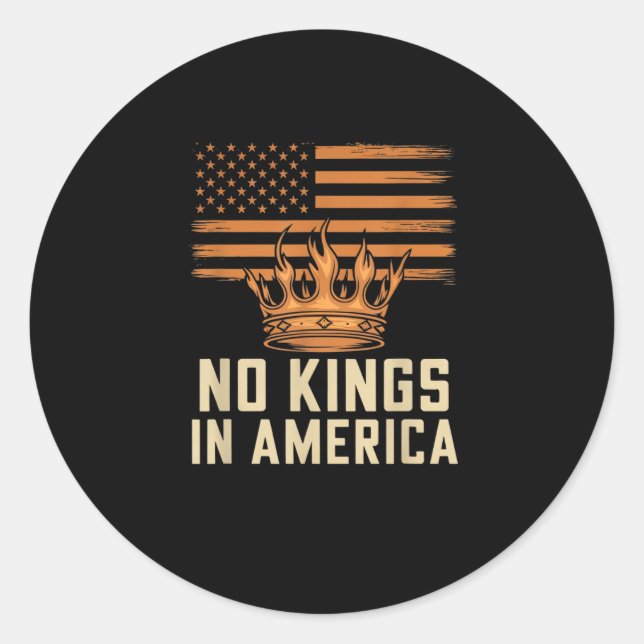 No Kings In America United States Independence Cre Classic Round Sticker (Front)