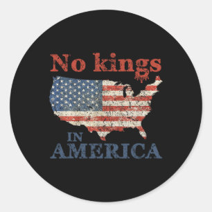 No Kings In America Us Flag Vintage 1  Classic Round Sticker