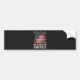 No Kings in America US Flag Vintage Bumper Sticker