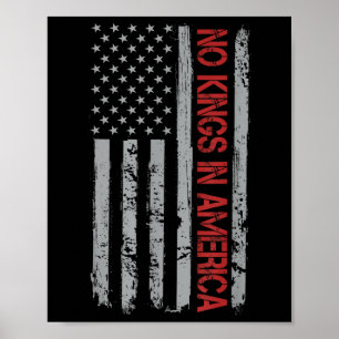 No Kings In America Us Flag Vintage Poster