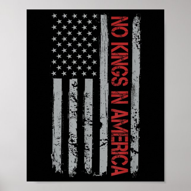 No Kings In America Us Flag Vintage  Poster (Front)