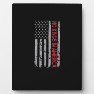 No Kings In America US Flag Vintage Retro Style Plaque