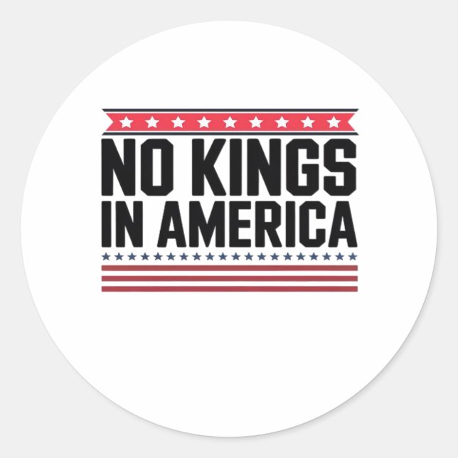 No Kings In America USA Bold Design Classic Round Sticker (Front)