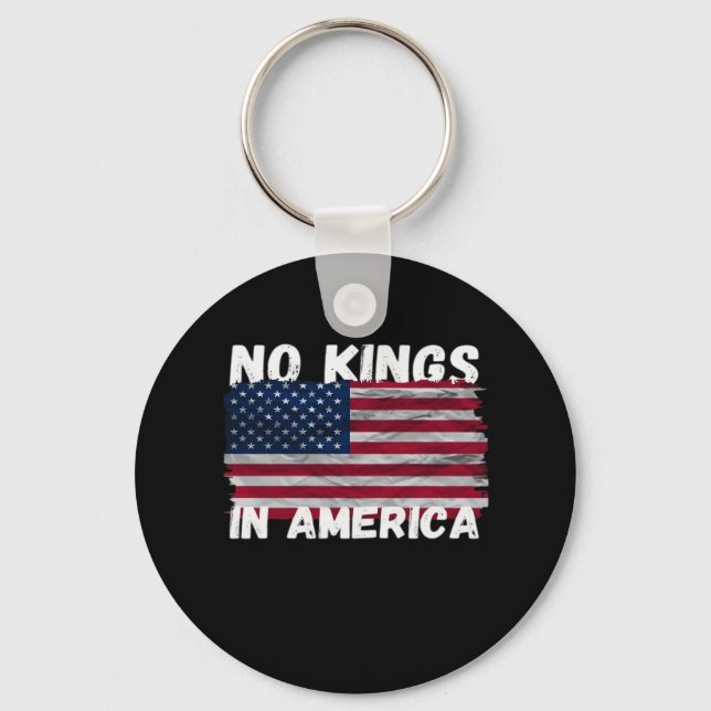 No Kings In America USA Flag Freedom Classic Keychain (Front)