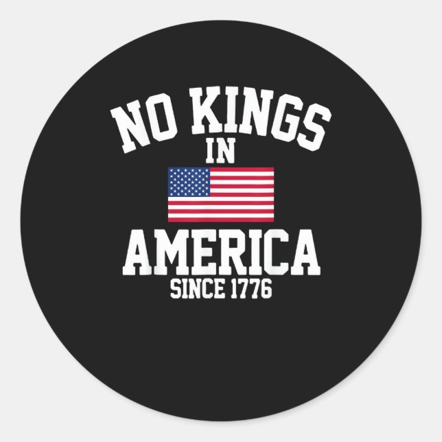 No Kings In America USA Flag Retro Cool Style Classic Round Sticker (Front)