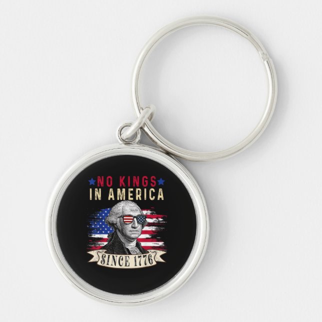 No Kings In America USA Flag Retro Cool Style Keychain (Front)