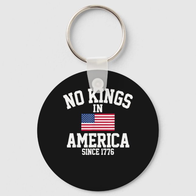 No Kings In America USA Flag Retro Cool Style Keychain (Front)
