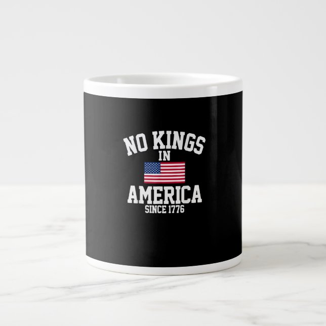 No Kings In America USA Flag Retro Cool Style Large Coffee Mug (Front)