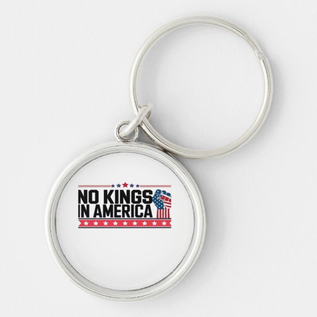 No Kings In America USA Minimal Clean Keychain (Front)