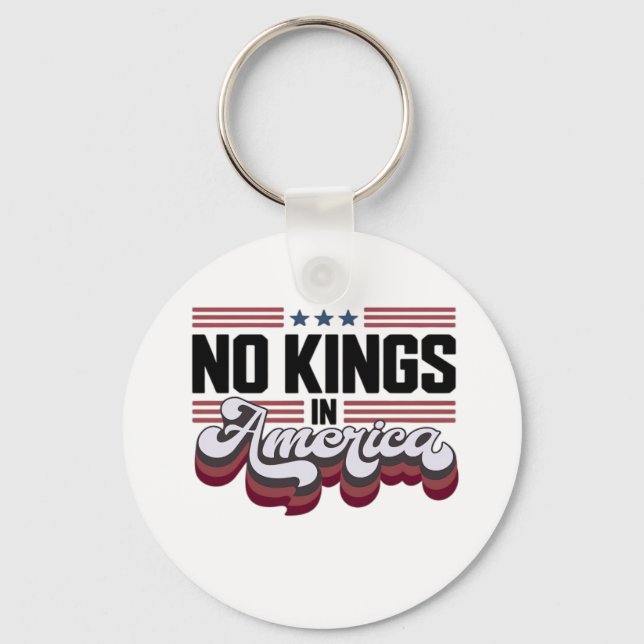 No Kings In America USA Retro Classic Keychain (Front)
