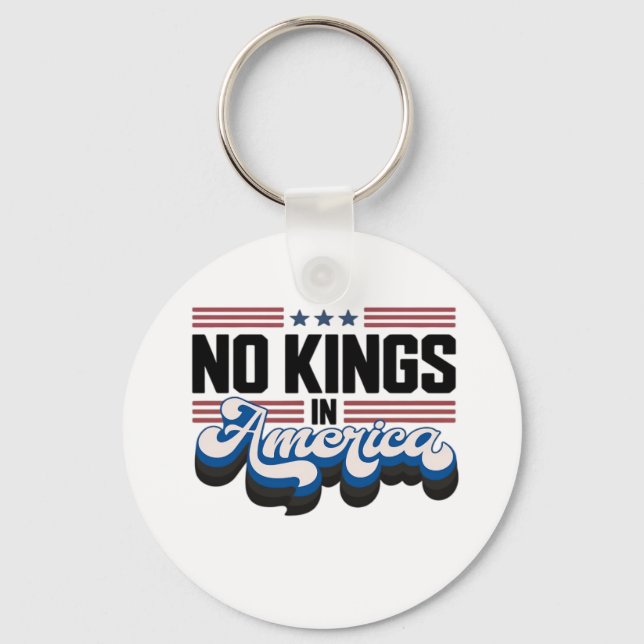 No Kings In America USA Retro Classic Keychain (Front)