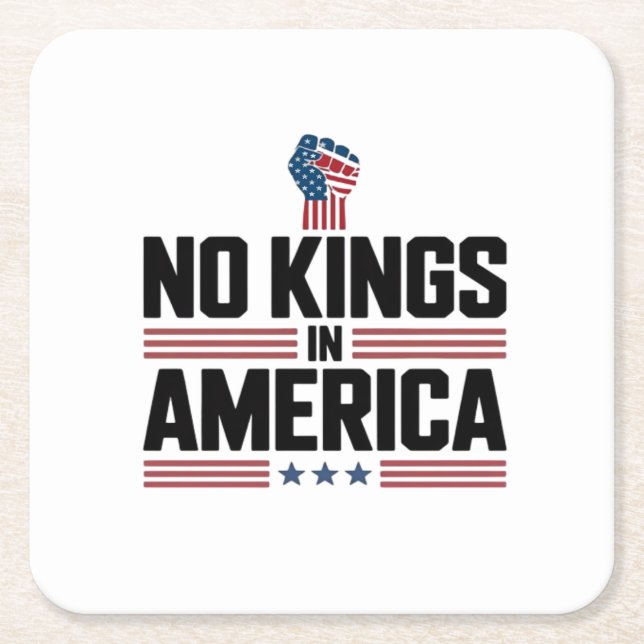 No Kings In America USA Retro Classic Square Paper Coaster (Front)