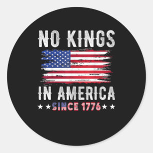 No Kings In America Vintage Patriotic Independence Classic Round Sticker
