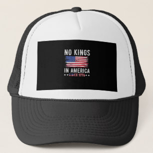 No Kings In America Vintage Patriotic Independence Trucker Hat