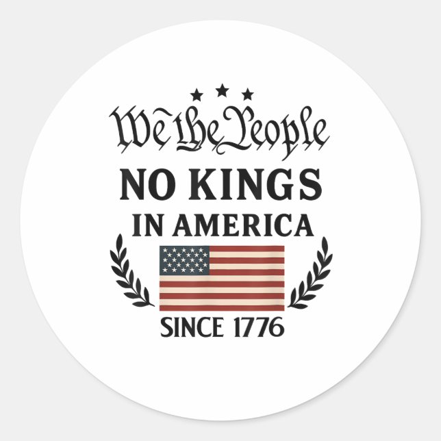 No Kings In America We The People Political Retro  Classic Round Sticker (Front)