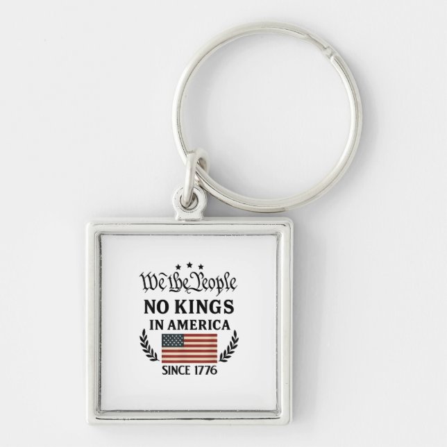 No Kings In America We The People Political Retro  Keychain (Front)