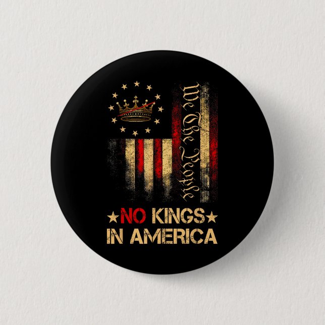 No Kings In America We The People Political Shirt  2 Inch Round Button (Front)