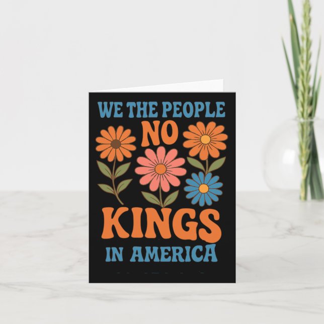 No Kings In America We The People Retro Boho Flora Card (Front)