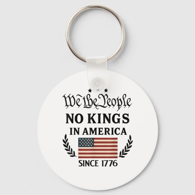 No Kings In America We The People Retro Classic Keychain (Front)