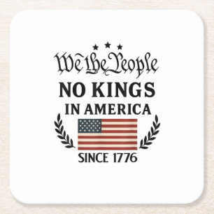 No Kings In America We The People Retro Classic Square Paper Coaster