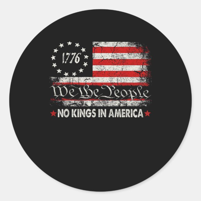 No Kings In America We The People Retro Cool Classic Round Sticker (Front)