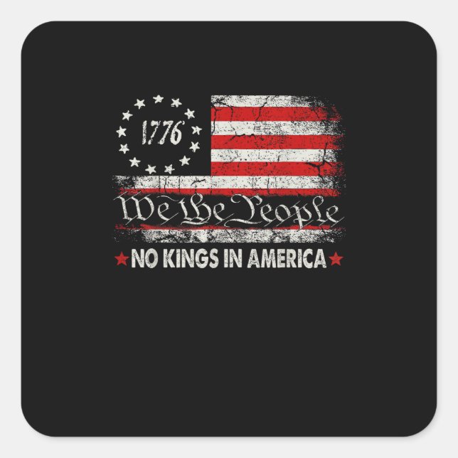 No Kings In America We The People Retro Cool Square Sticker (Front)