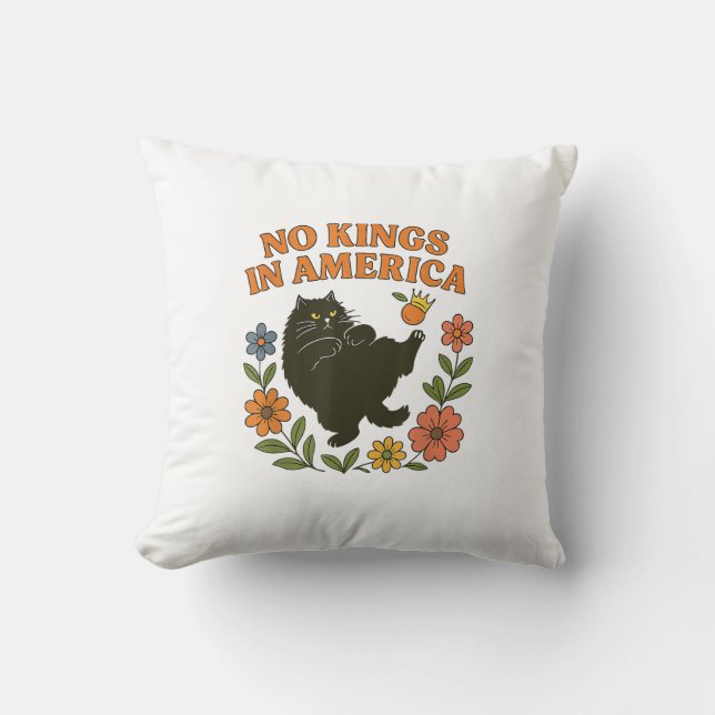 No Kings In America We The People Retro For Girl C Throw Pillow (Front)