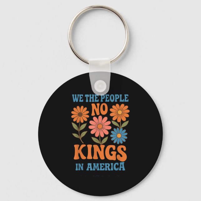 No Kings In America We The People Retro Lovers Keychain (Front)