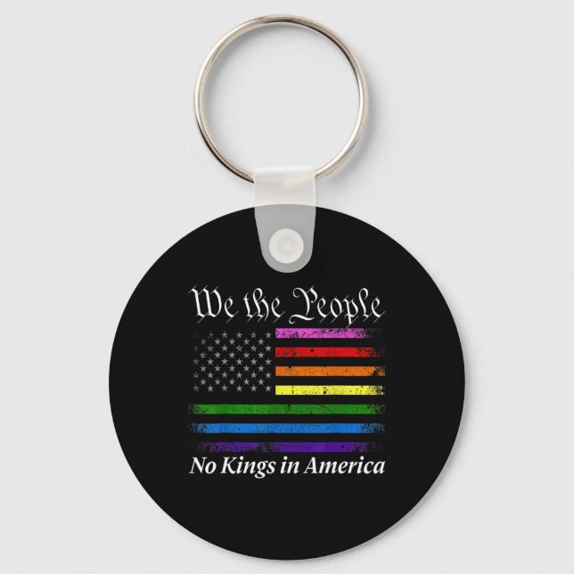 No Kings In America We The People Us Flag  Keychain (Front)